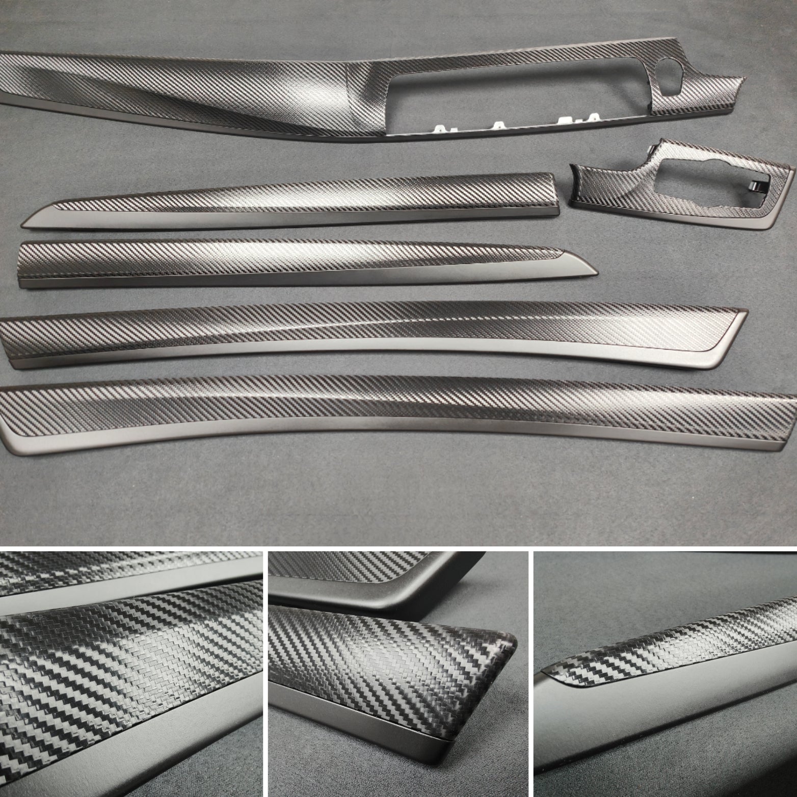 BMW F10 F11 M5 TEXTURED BLACK CARBON / MATT BLACK ACCENT CUSTOM INTERIOR TRIM SET